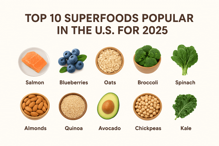 Top 10 Superfoods Popular in the U.S. for 2025